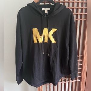 Michael Kors MK logo Hoodie Sweatshirt Black Size Large